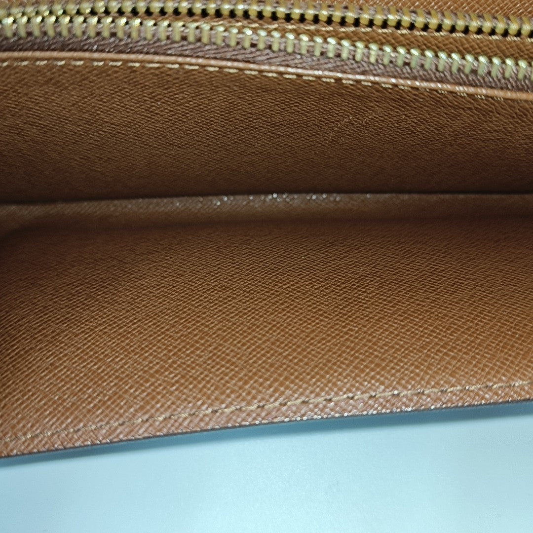 PORTE MONNAIE Monogram Coated Canvas Brown Wallet