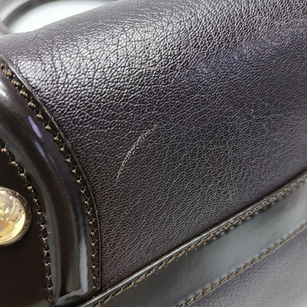 Leather Top Handle Bag Red