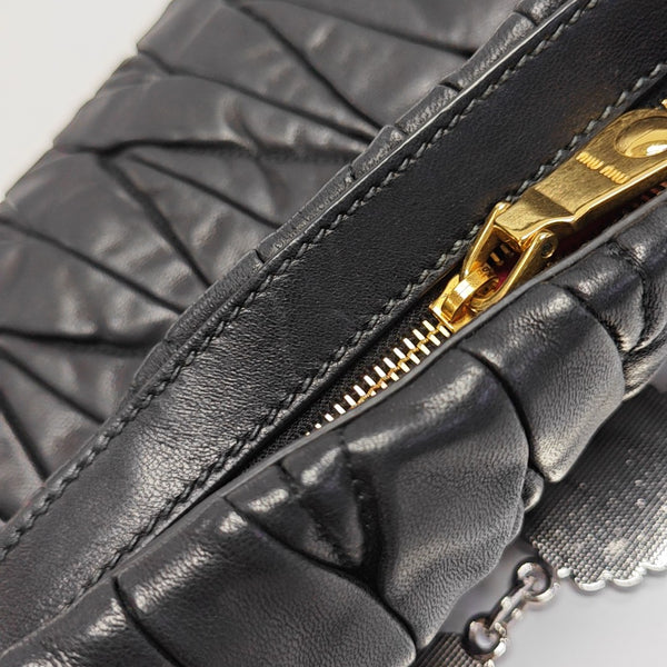 Quilted Lambskin Shoulder Bag Black