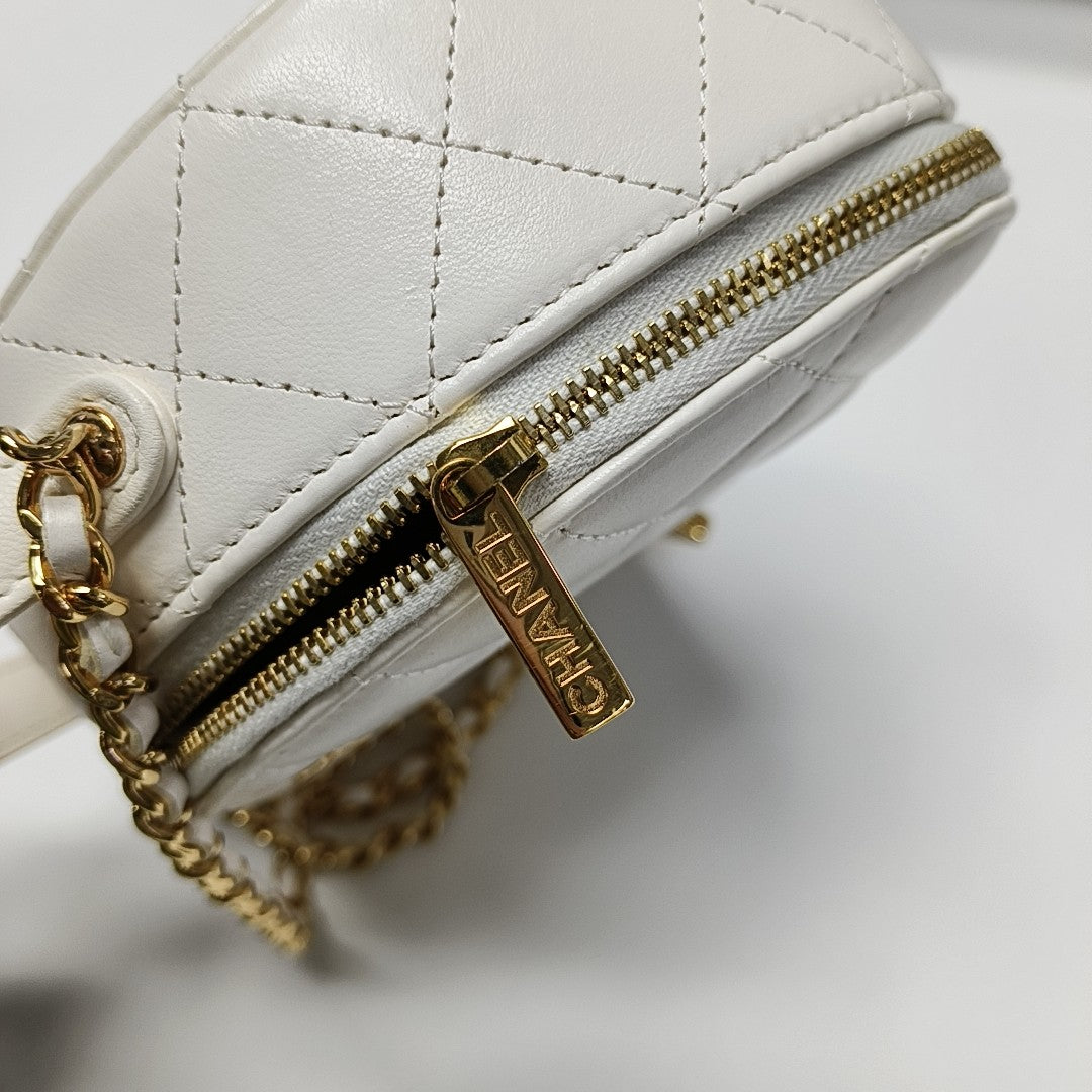Quilted Lambskin Shoulder Bag White