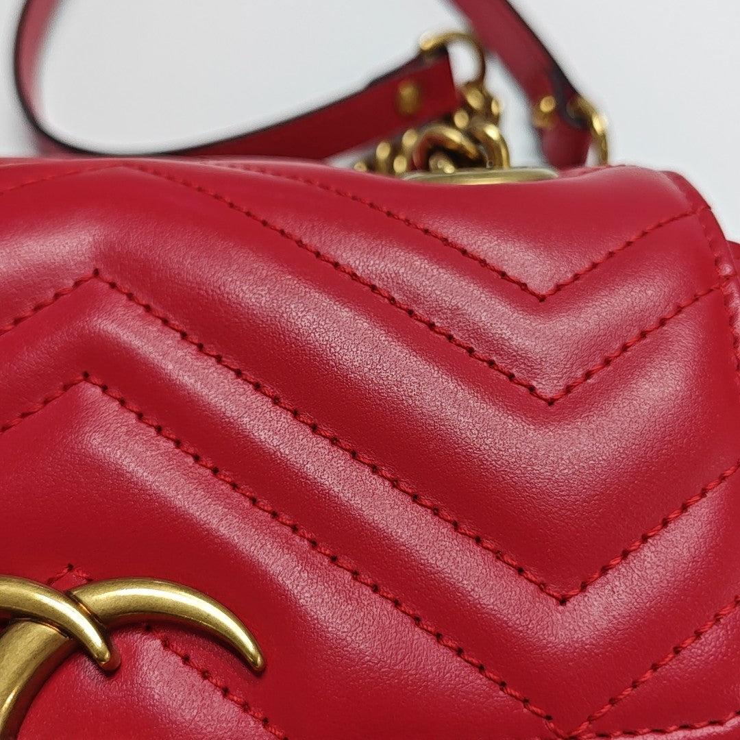 GG Marmont Mini Quilted Calfskin Red