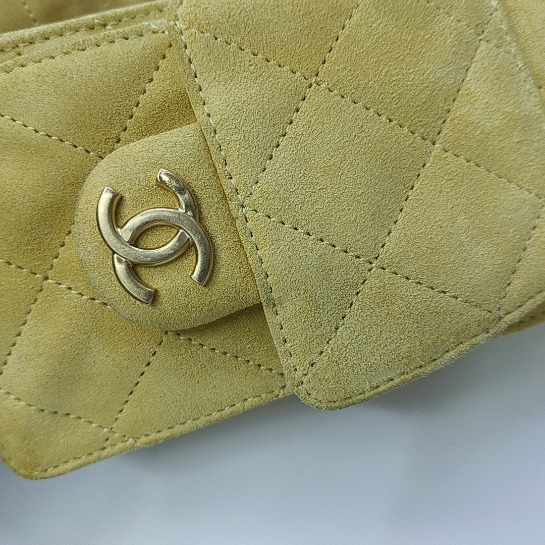 CHANEL 25 Quilted Suede Yellow