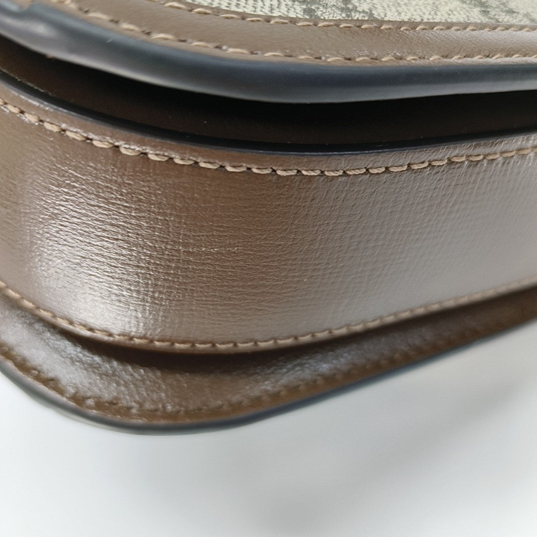 Horsebit 1955 Medium Monogram Coated Canvas Beige