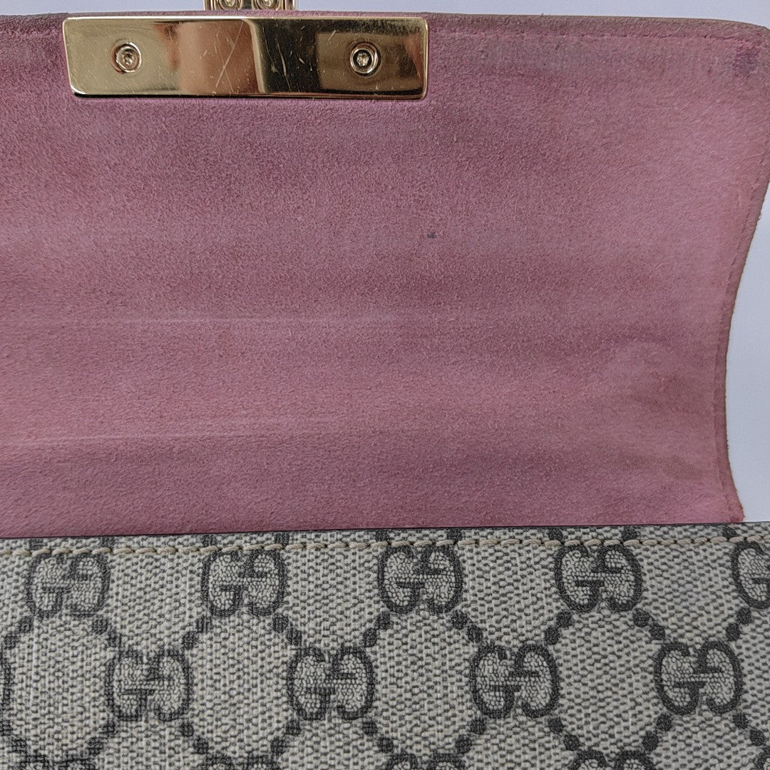 Candado pequeño Monogram lona revestida beige