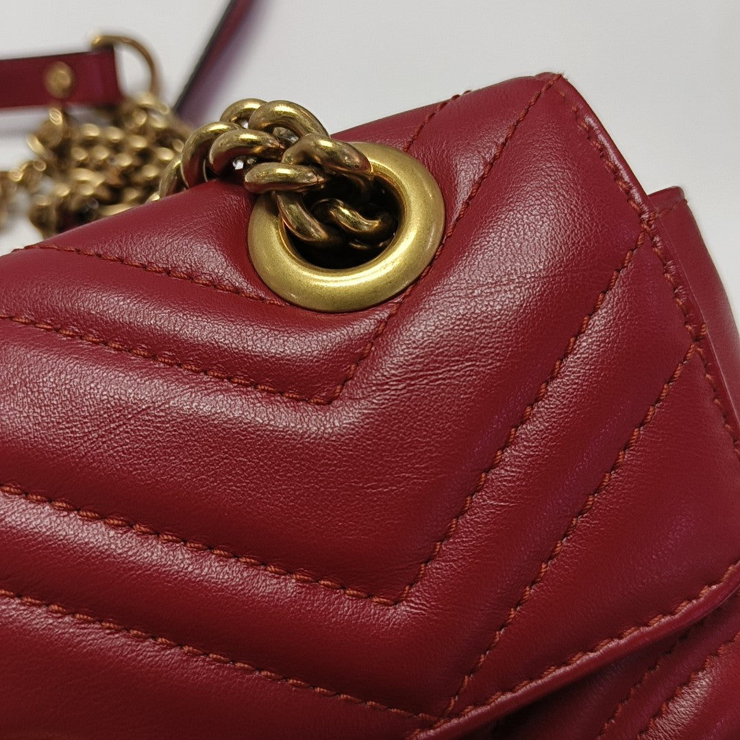 GG Marmont Small Quilted Calfskin Red