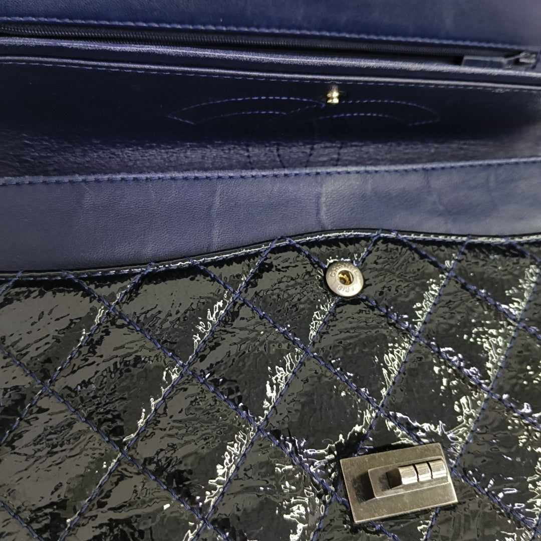 2.55 227 (jumbo) Quilted Patent Leather Blue