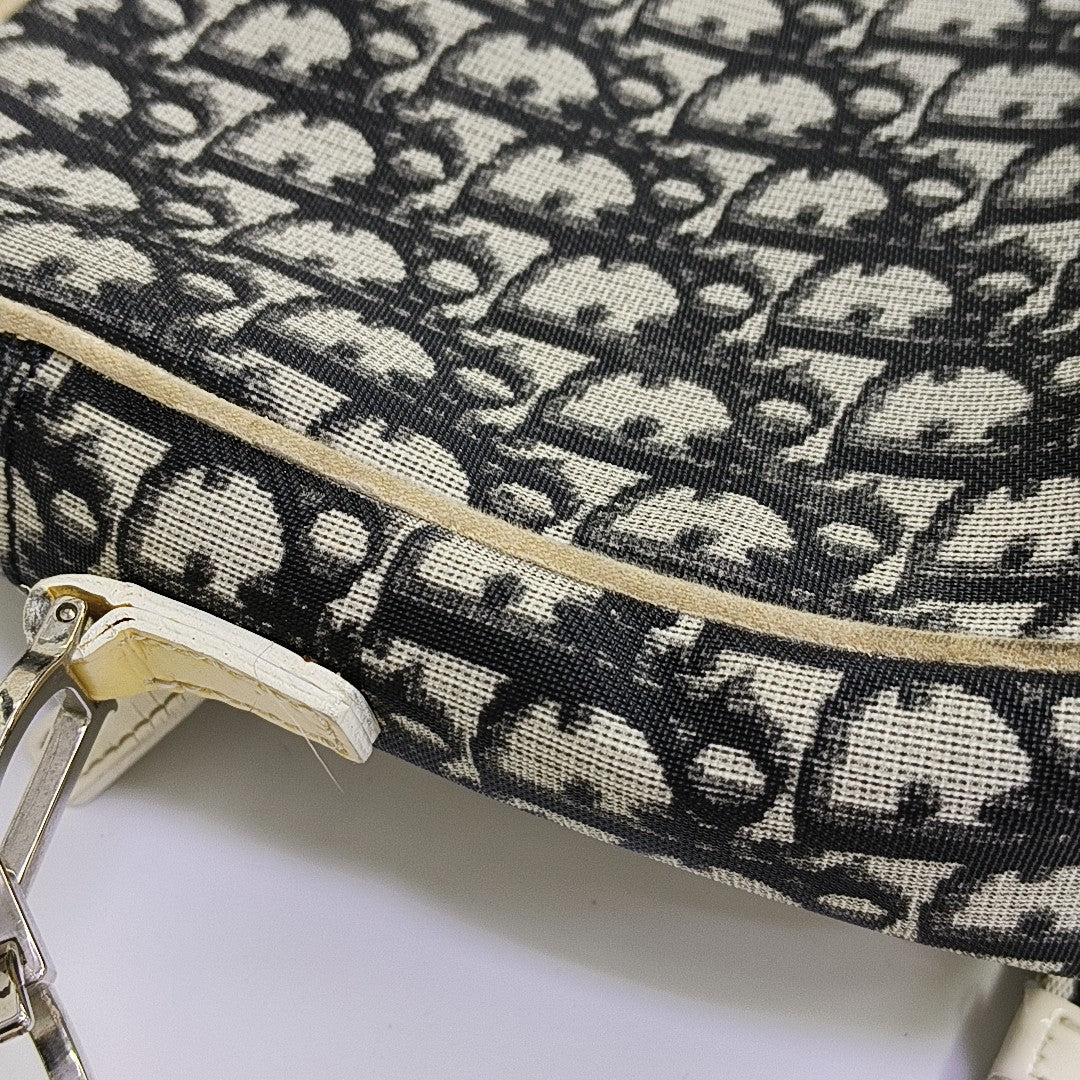 Oblique Coated Canvas Shoulder Bag Gray