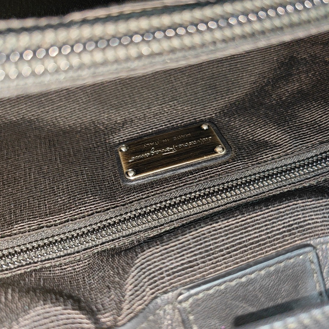 Calfskin Top Handle Bag Black