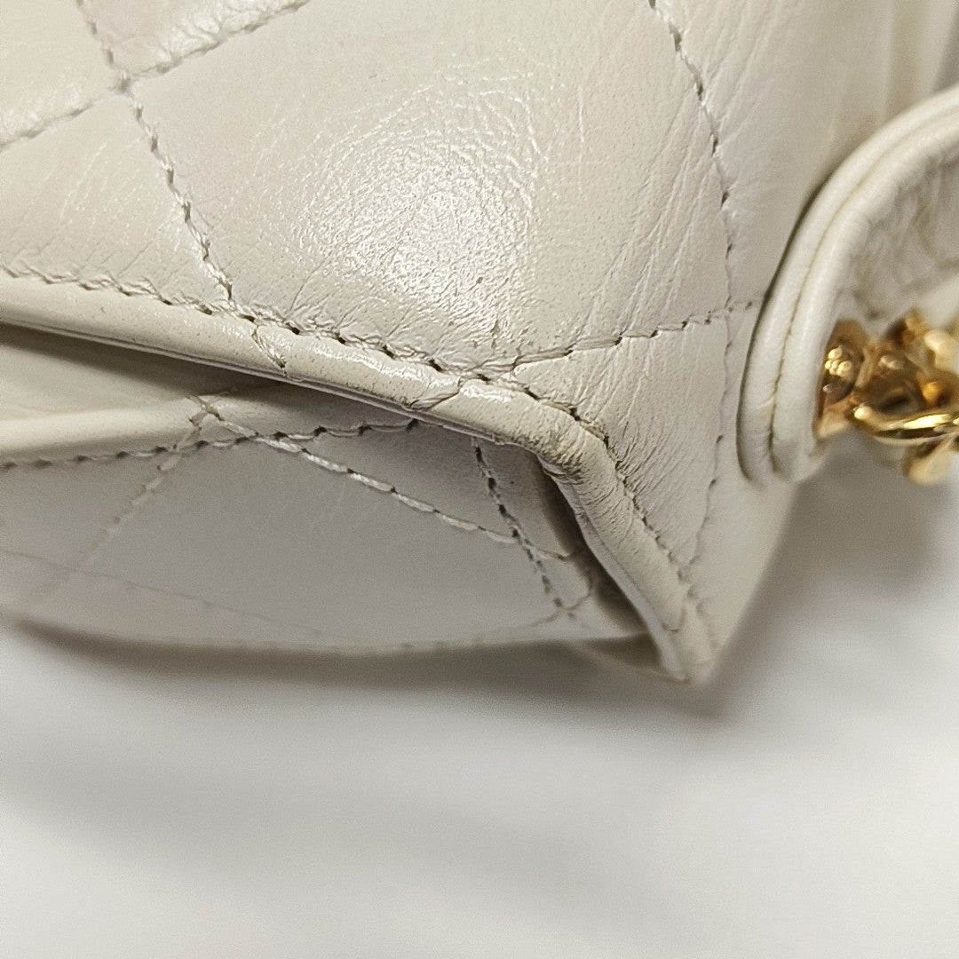 Quilted Calfskin Shoulder Bag White