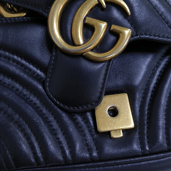 GG Marmont Small Quilted Calfskin Black