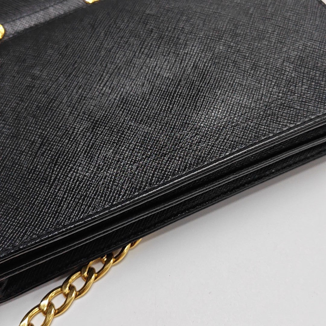 Saffiano Calfskin Shoulder Bag Black
