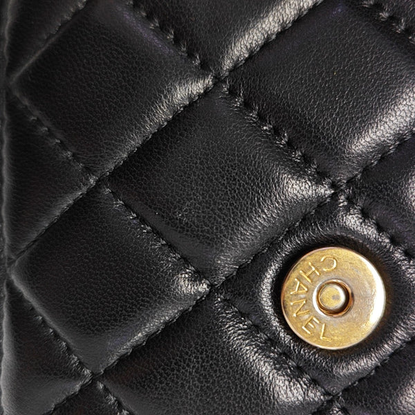 Quilted Lambskin Shoulder Bag Black