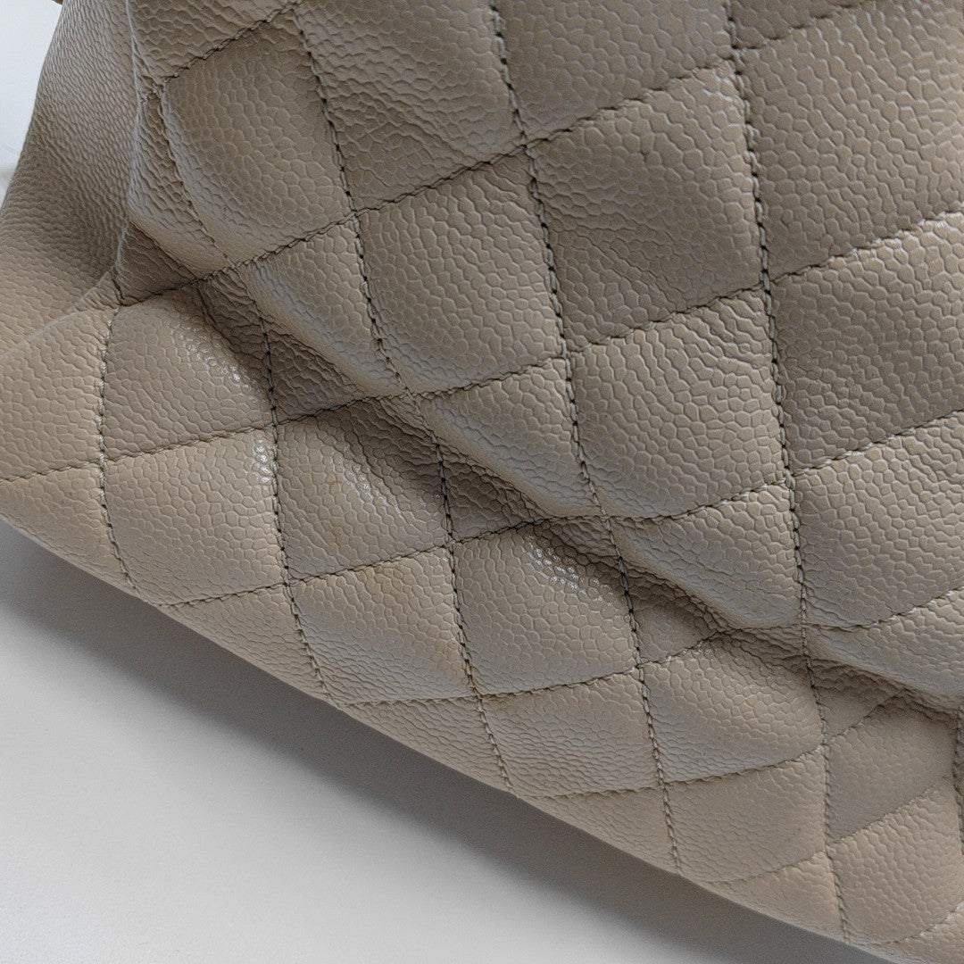 CHANEL PETITE Quilted Grained Calfskin Beige