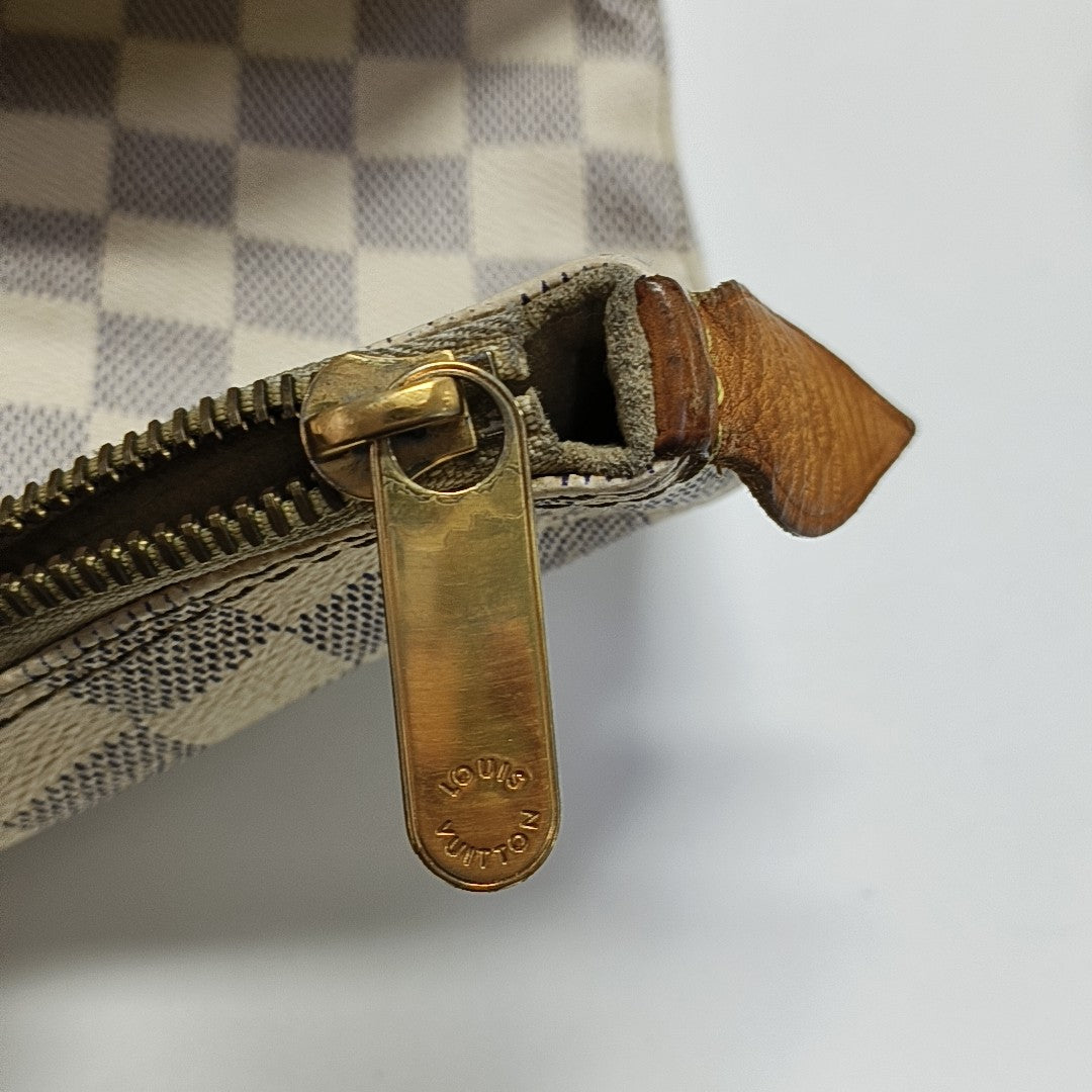 SALEYA PM Damier Azur Coated Canvas White