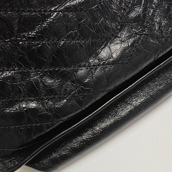 NIKI Large Chevron Calfskin Black