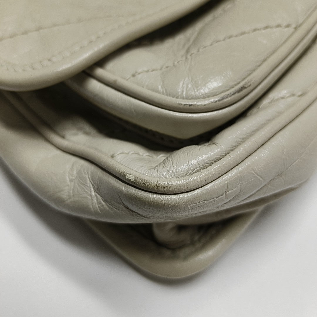 NIKI Small Chevron Calfskin White