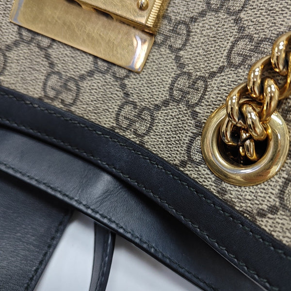 Padlock Small Monogram Coated Canvas Beige