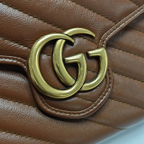 GG Marmont Mini Quilted Calfskin Brown