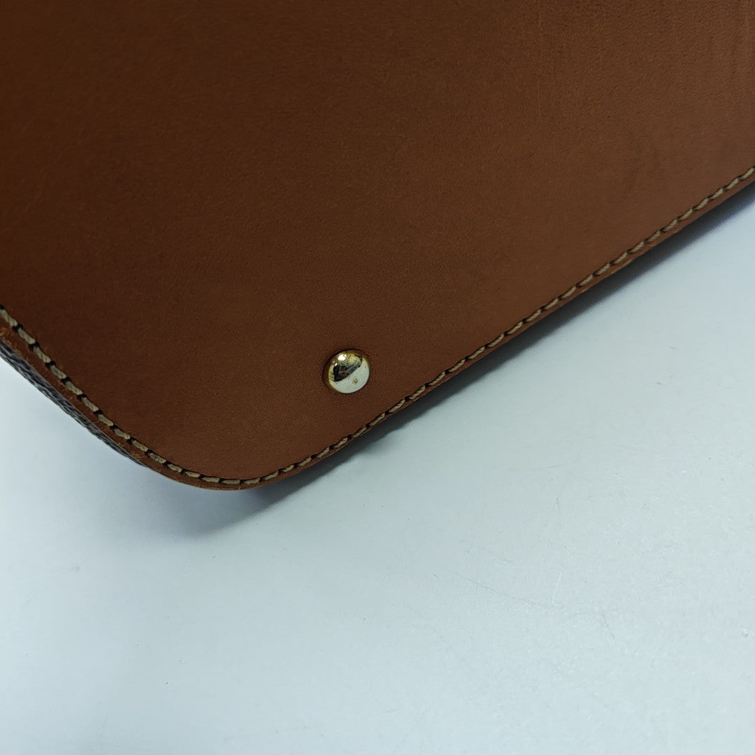 Coated Canvas Top Handle Bag Brown