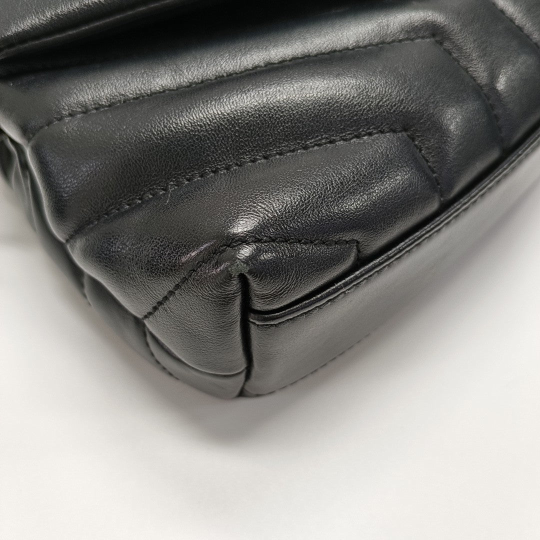 Authenticated pre-owned  LOULOU Extra Small Chevron, Quilted Calfskin Black - Shoulder Bag at Looply