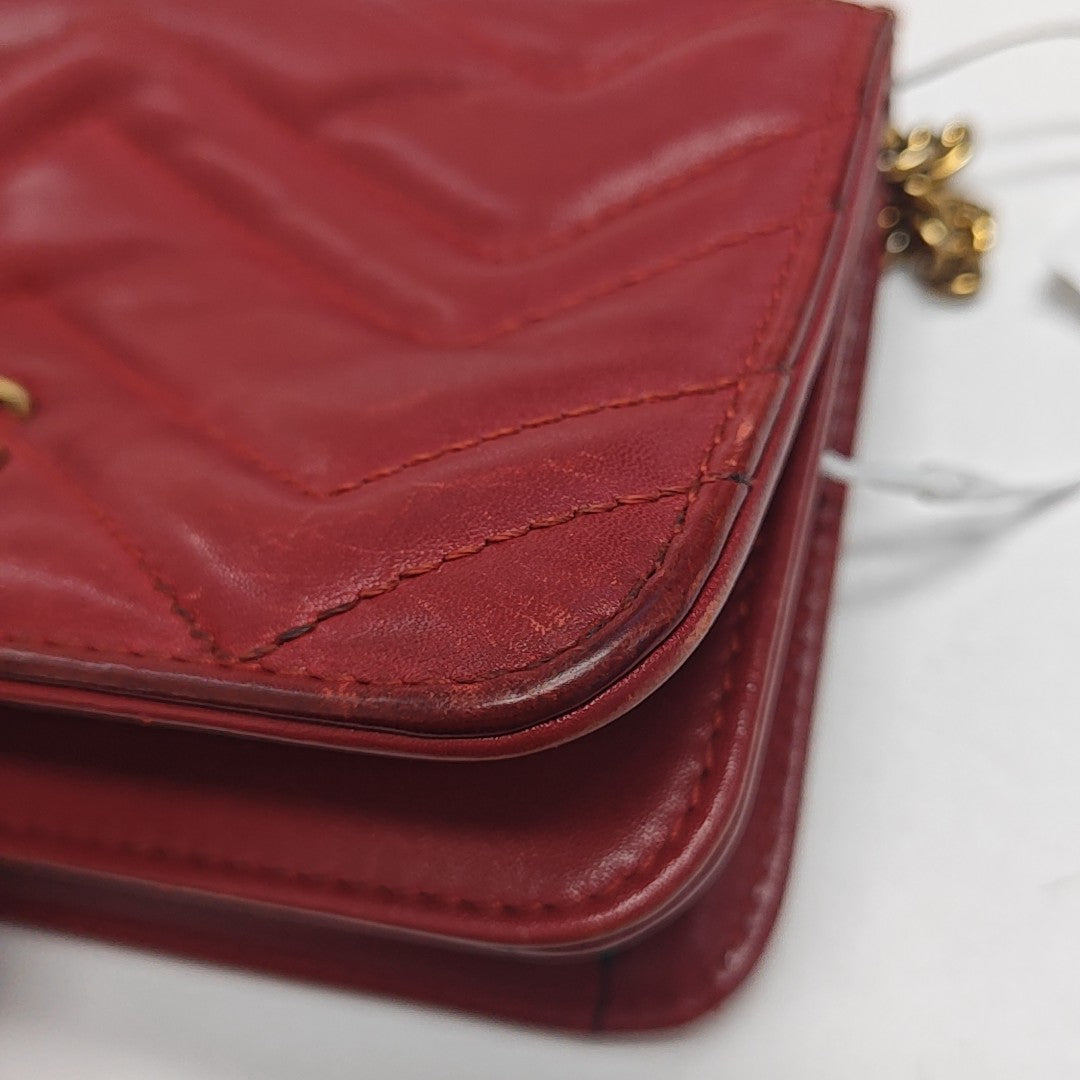 GG Marmont Super Mini Quilted Calfskin Red