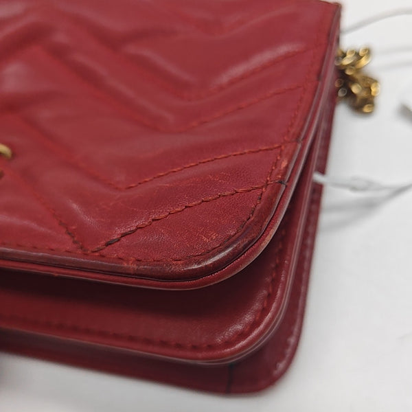 GG Marmont Super Mini Quilted Calfskin Red