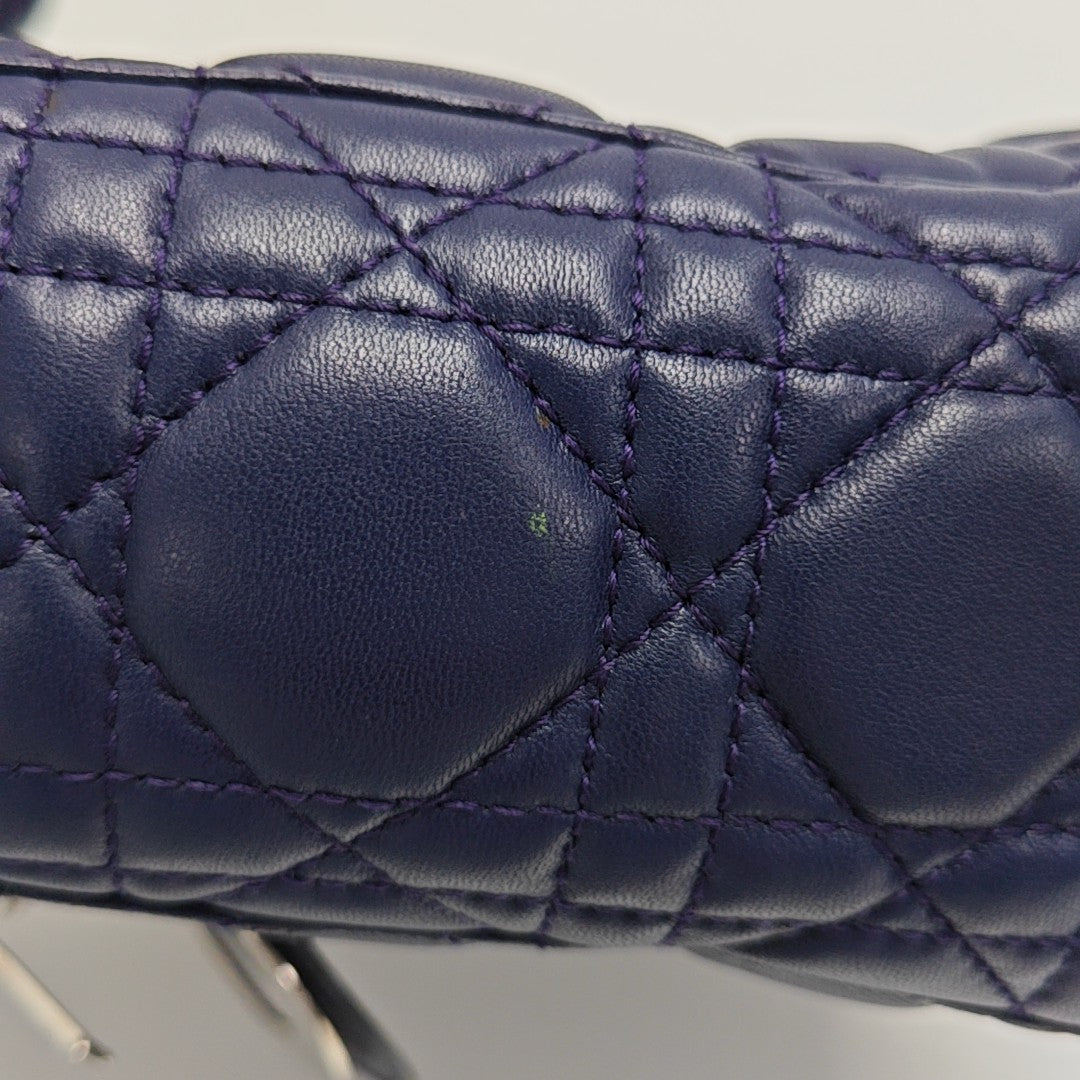 Lady Dior Small Cannage Lambskin Blue