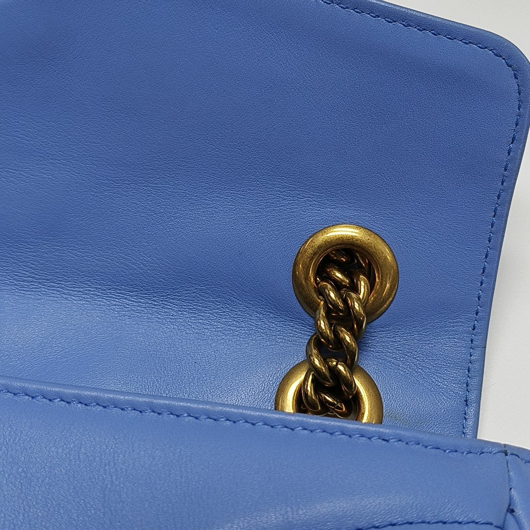 GG Marmont Medium Quilted Calfskin Blue