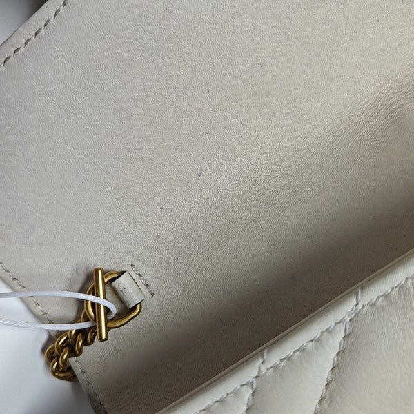 GG Marmont Mini Quilted Calfskin White