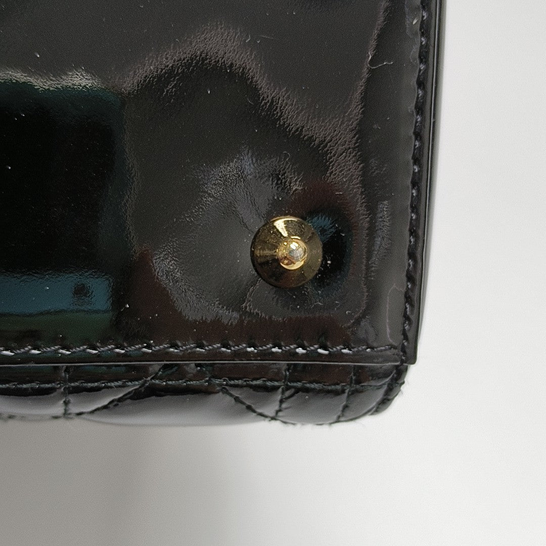 Lady Dior Medium Cannage Patent Leather Black
