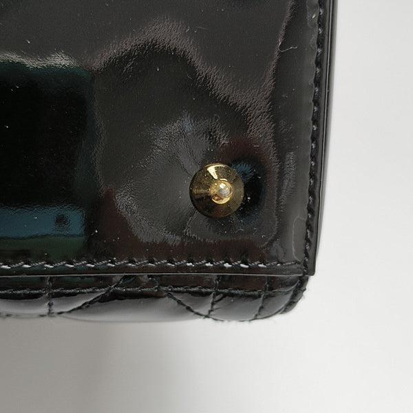 Lady Dior Medium Cannage Patent Leather Black