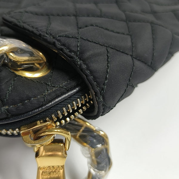 Quilted Nylon Shoulder Bag Black