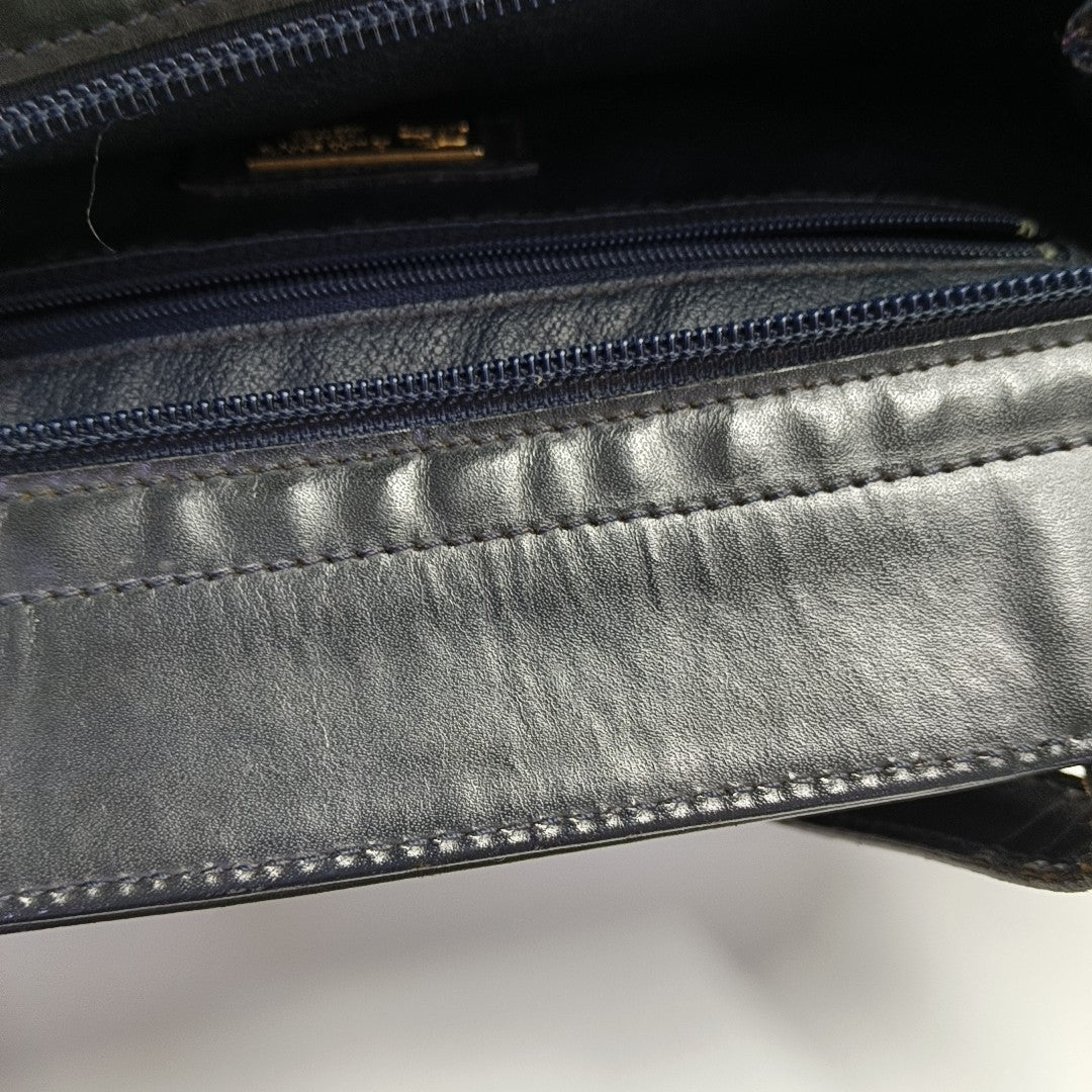 Coated Canvas Shoulder Bag Blue