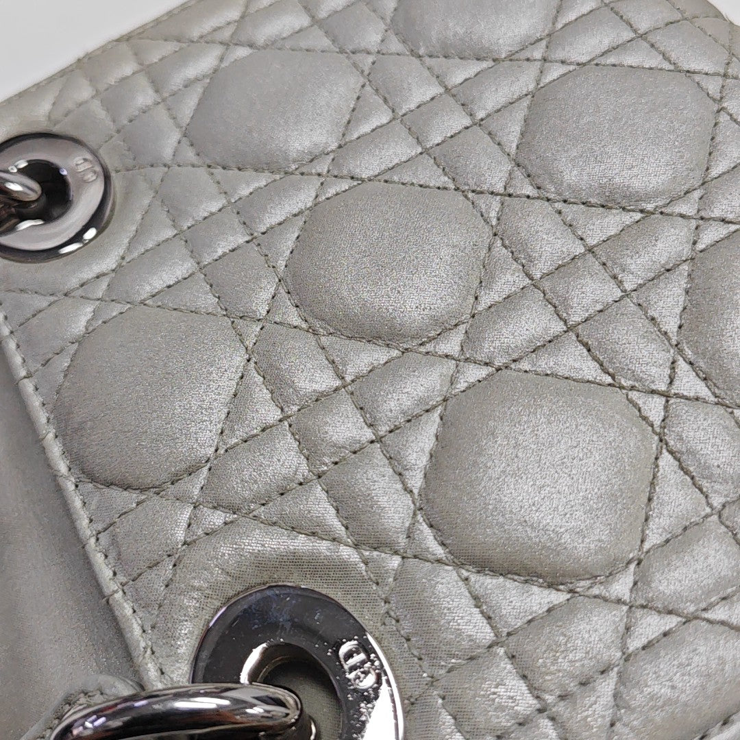Lady Dior Mini Cannage Lambskin Gray
