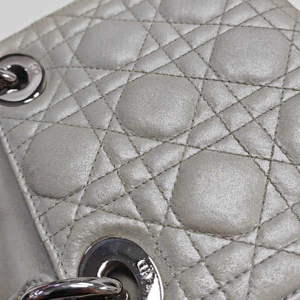 Lady Dior Mini Cannage Lambskin Gray