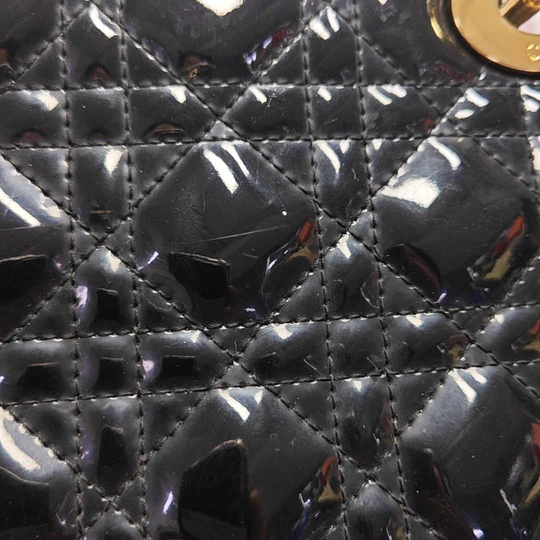 Lady Dior Medium Cannage Patent Leather Black