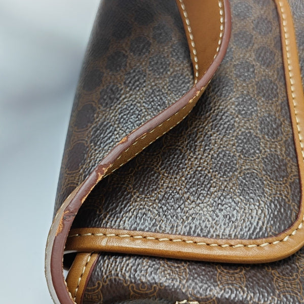 Coated Canvas Shoulder Bag Brown