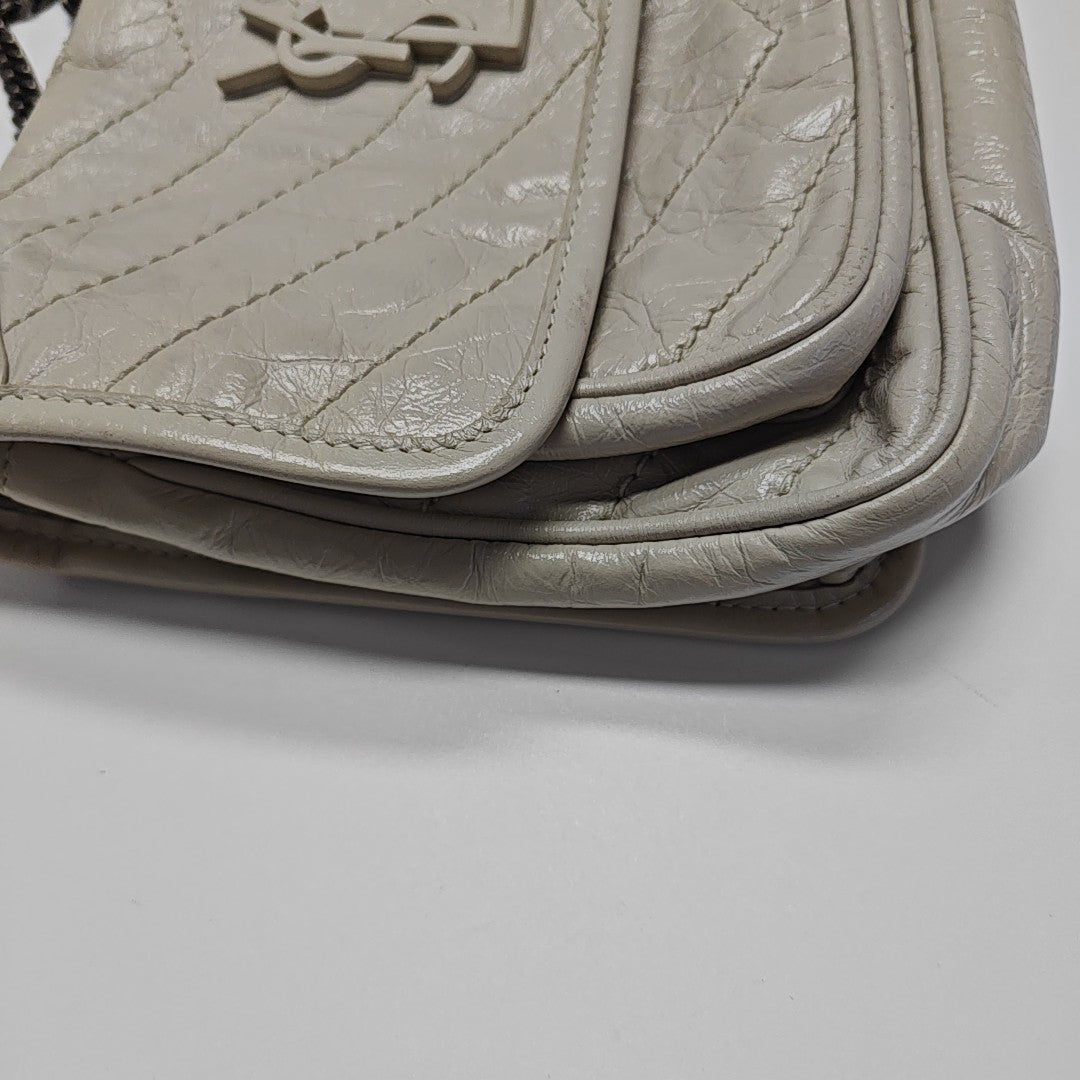 NIKI Small Chevron Calfskin White