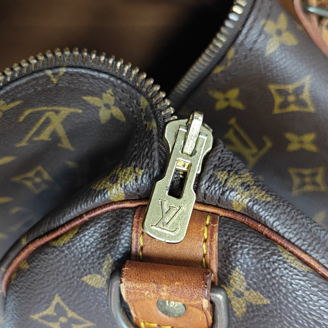 KEEPALL 60 Monogram Coated Canvas Brown