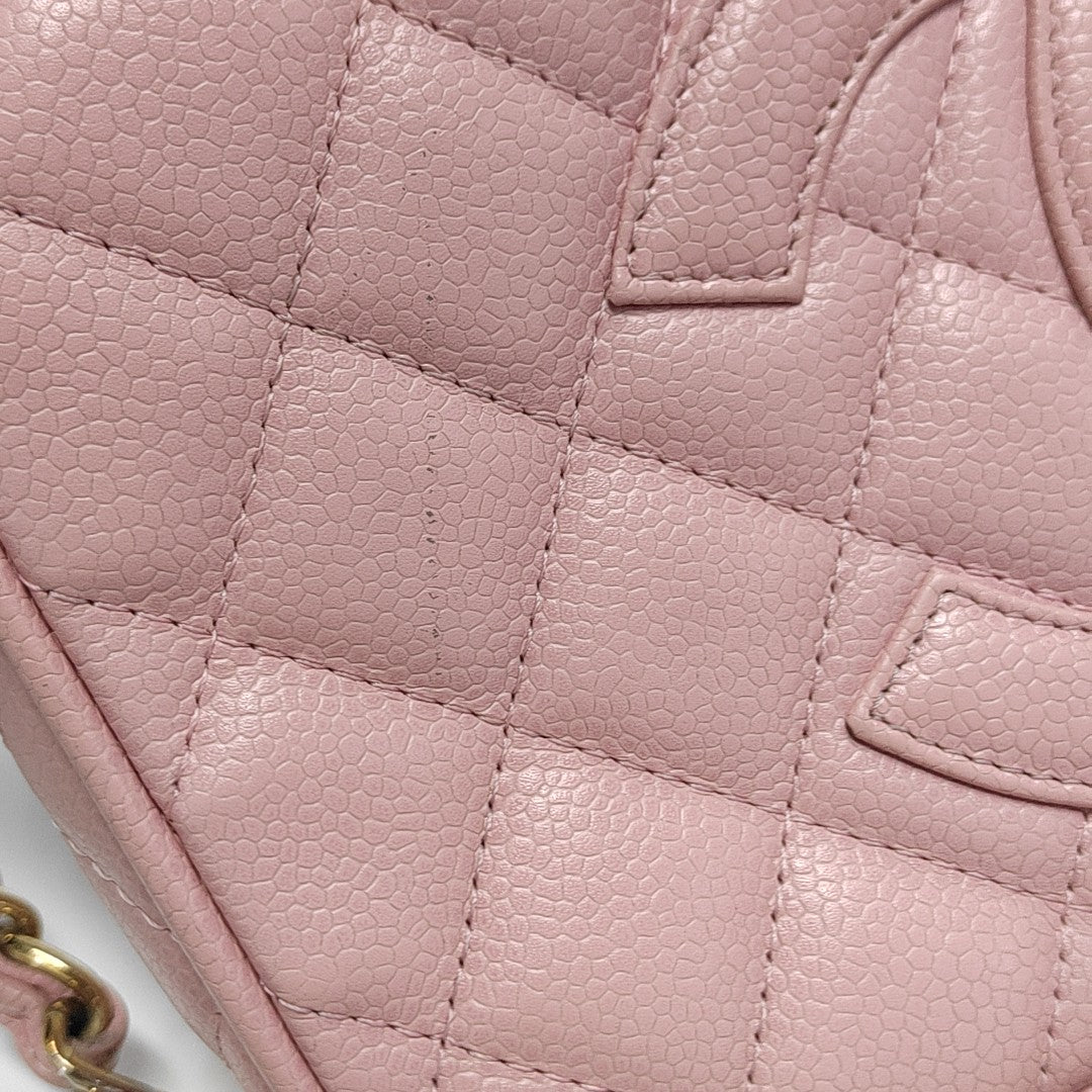 Quilted Grained Calfskin Top Handle Bag Pink