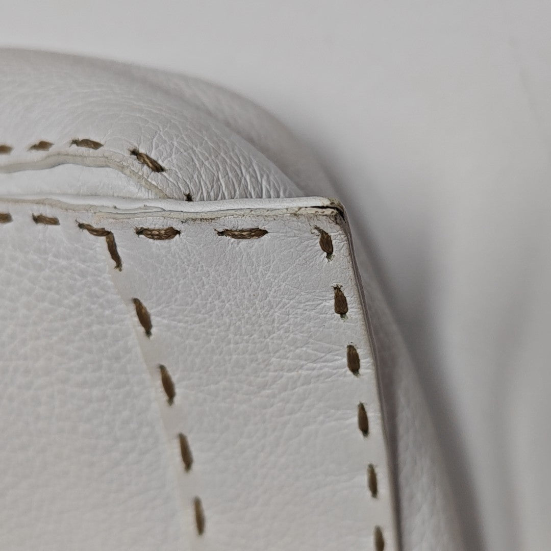 Quilted Calfskin Shoulder Bag White