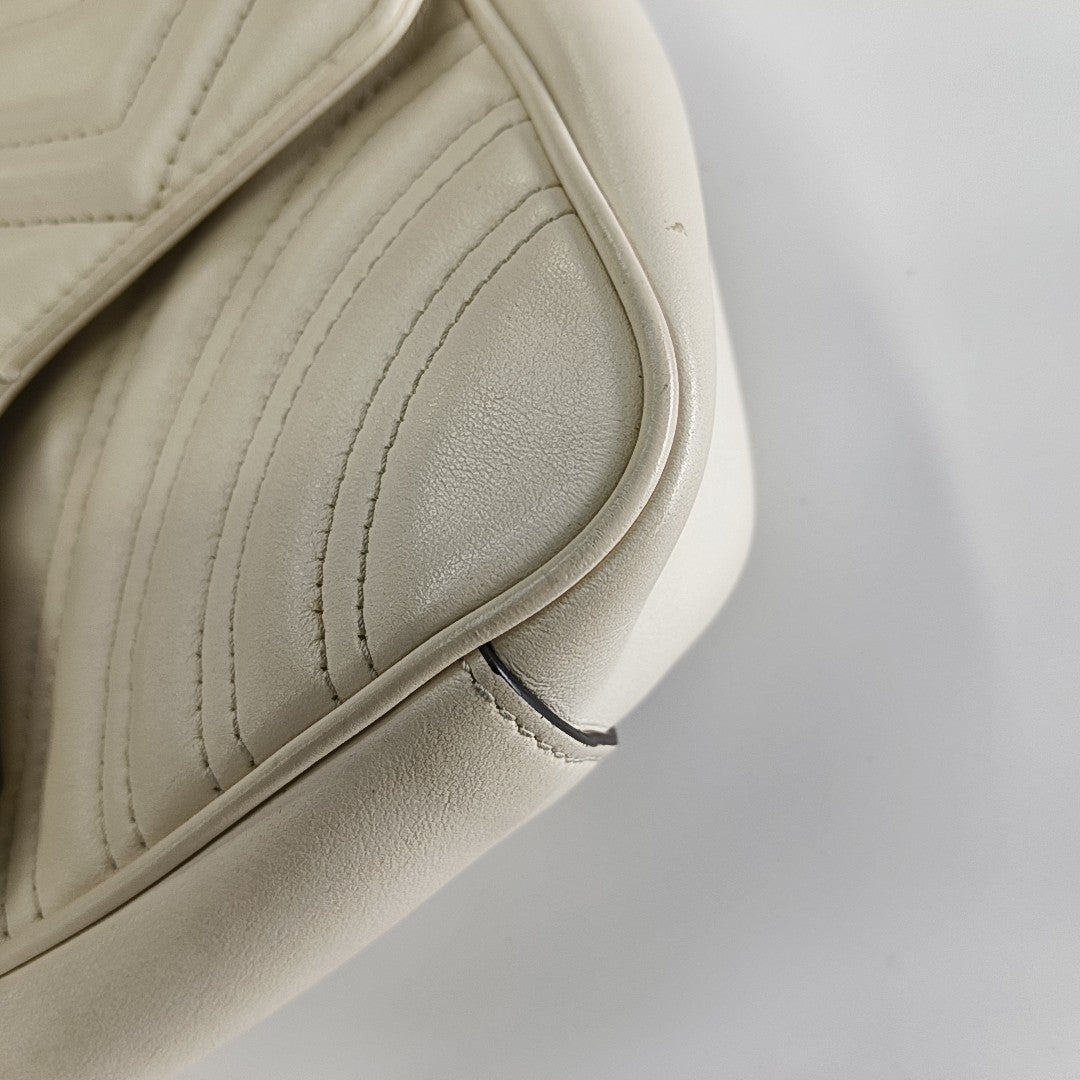 GG Marmont Small Quilted Calfskin White