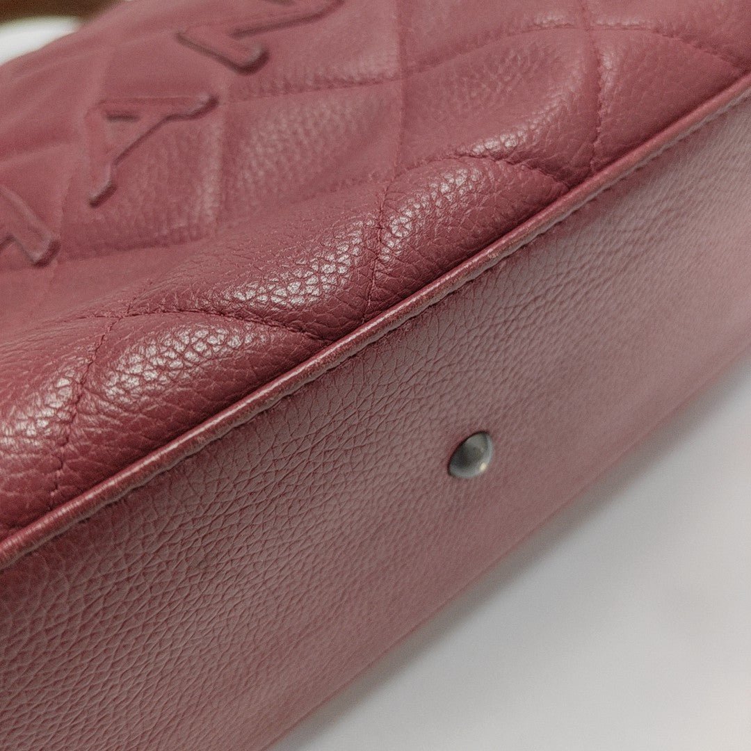 BOWLER Small Quilted Grained Calfskin Red