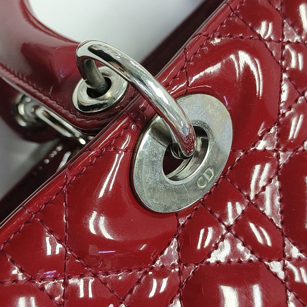 Lady Dior Large Cannage Patent Leather Red