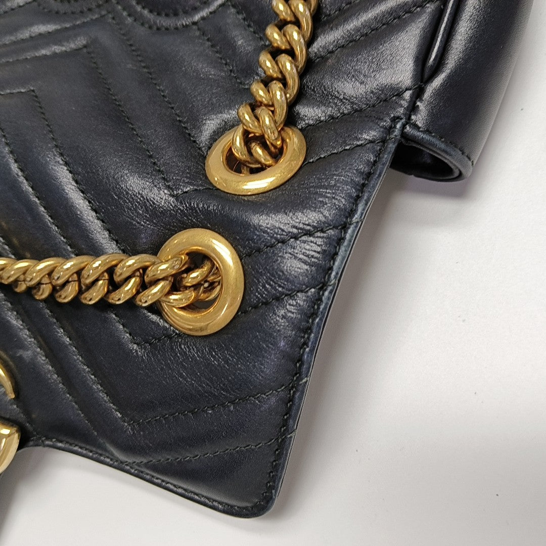 GG Marmont Small Quilted Calfskin Black