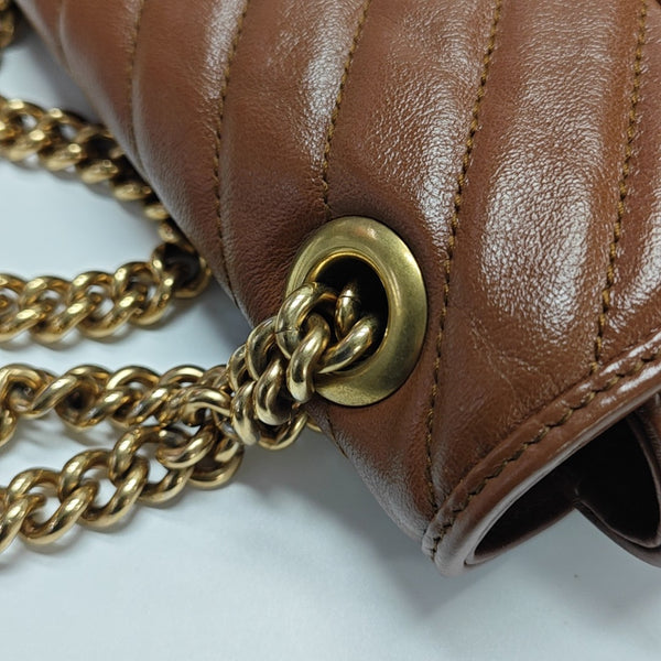 GG Marmont Medium Quilted Calfskin Brown