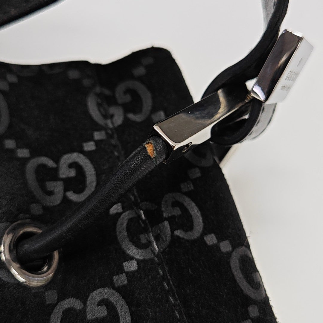 Monogram Suede Top Handle Bag Black