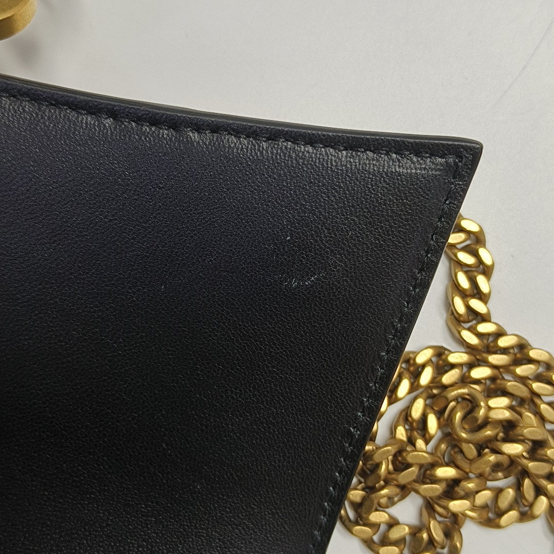 Hourglass Wallet On Chain Mini Calfskin Black