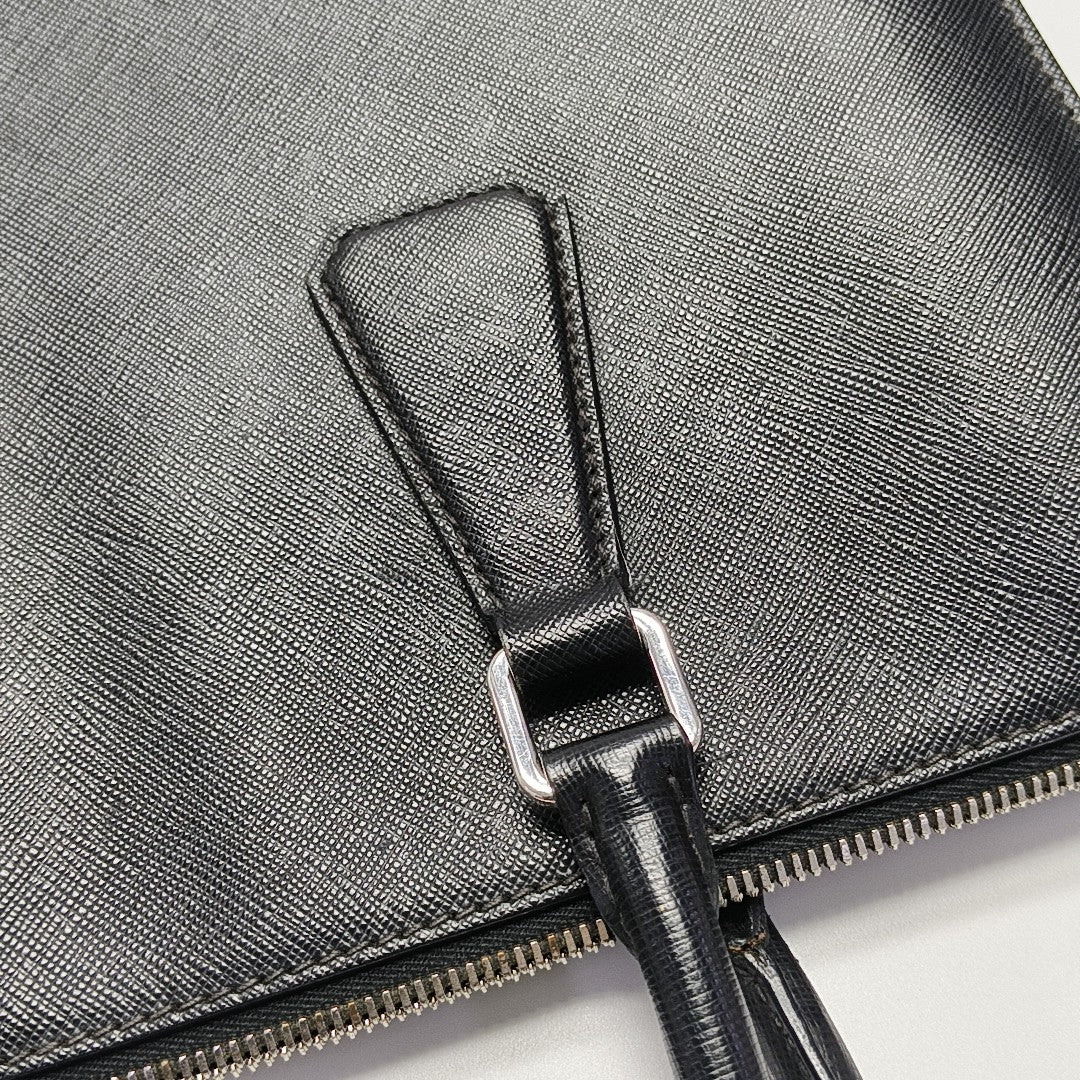 Saffiano Calfskin Top Handle Bag Black