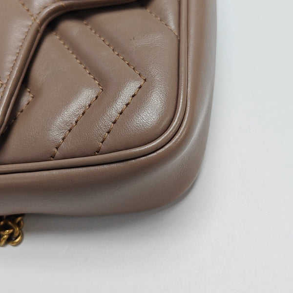 GG Marmont Mini Quilted Calfskin Beige